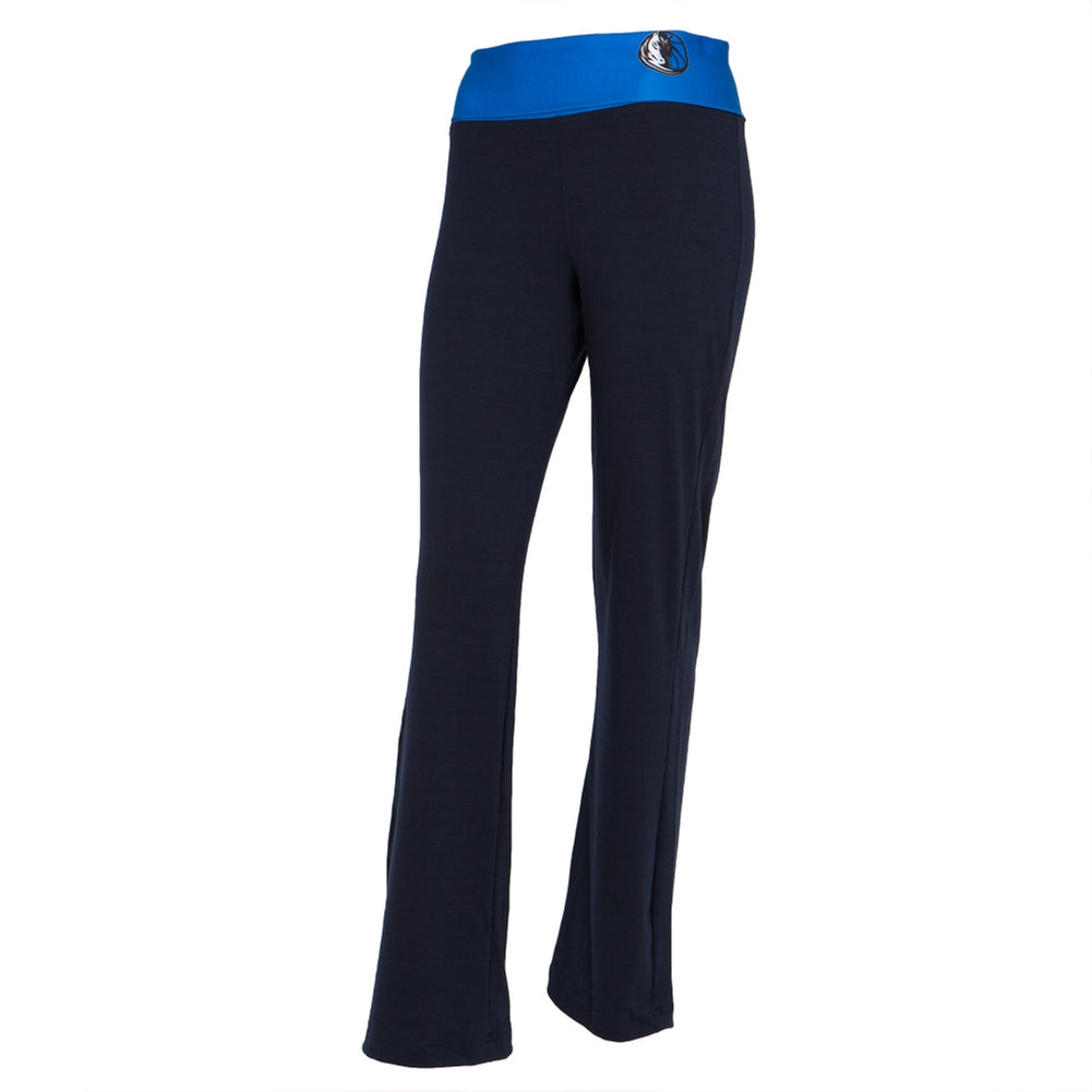 Dallas Mavericks - Flip Down Waistband Logo Juniors Yoga Pants Women's Yoga Pants Dallas Mavericks LG Black