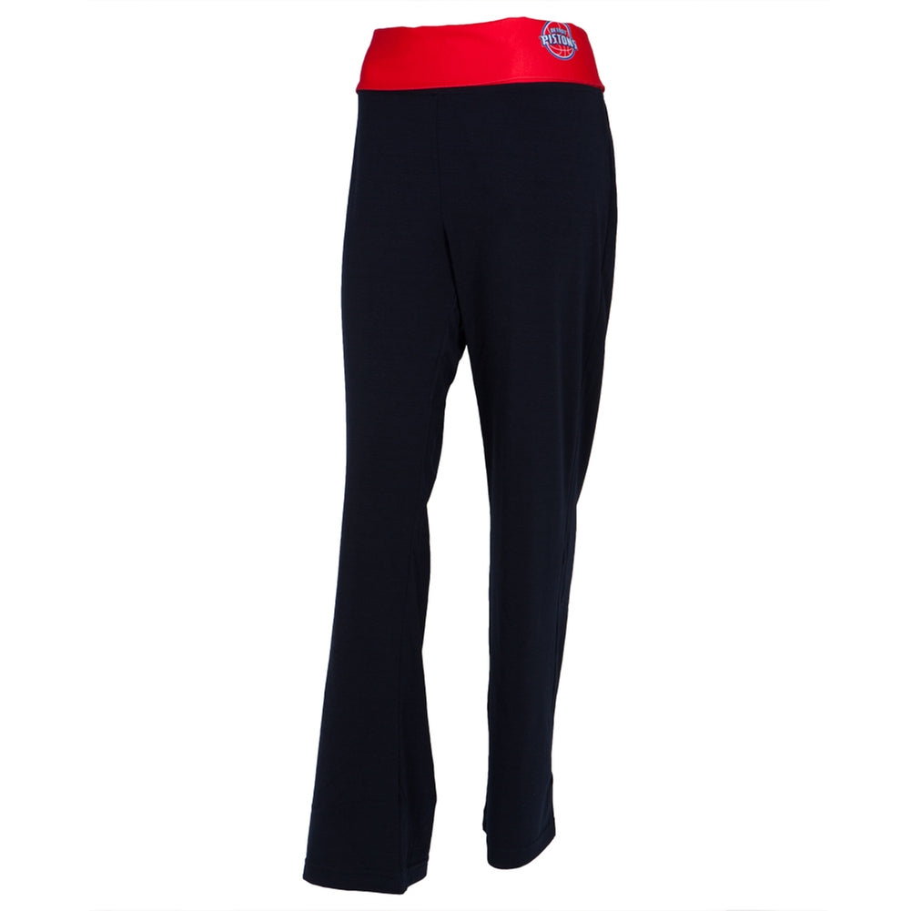 Detroit Pistons - Flip Down Waistband Logo Juniors Yoga Pants Women's Yoga Pants Detroit Pistons LG Black 