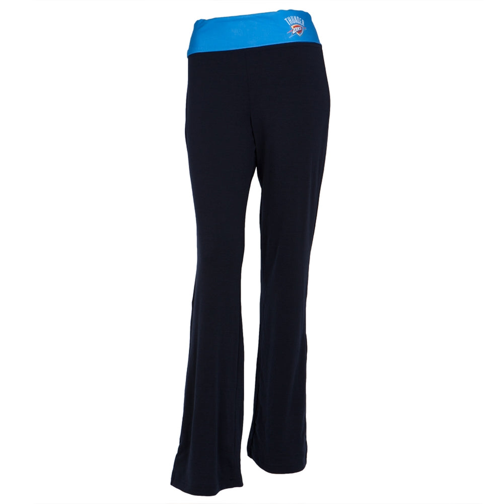 Oklahoma City Thunder - Flip Down Waistband Logo Juniors Yoga Pants Women's Yoga Pants Oklahoma City Thunder LG Black 