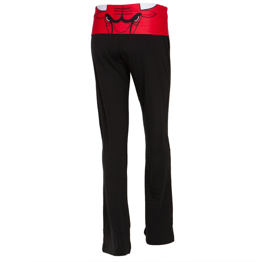 Chicago Bulls - Flip Down Waistband Logo Juniors Yoga Pants Women's Yoga Pants Chicago Bulls   