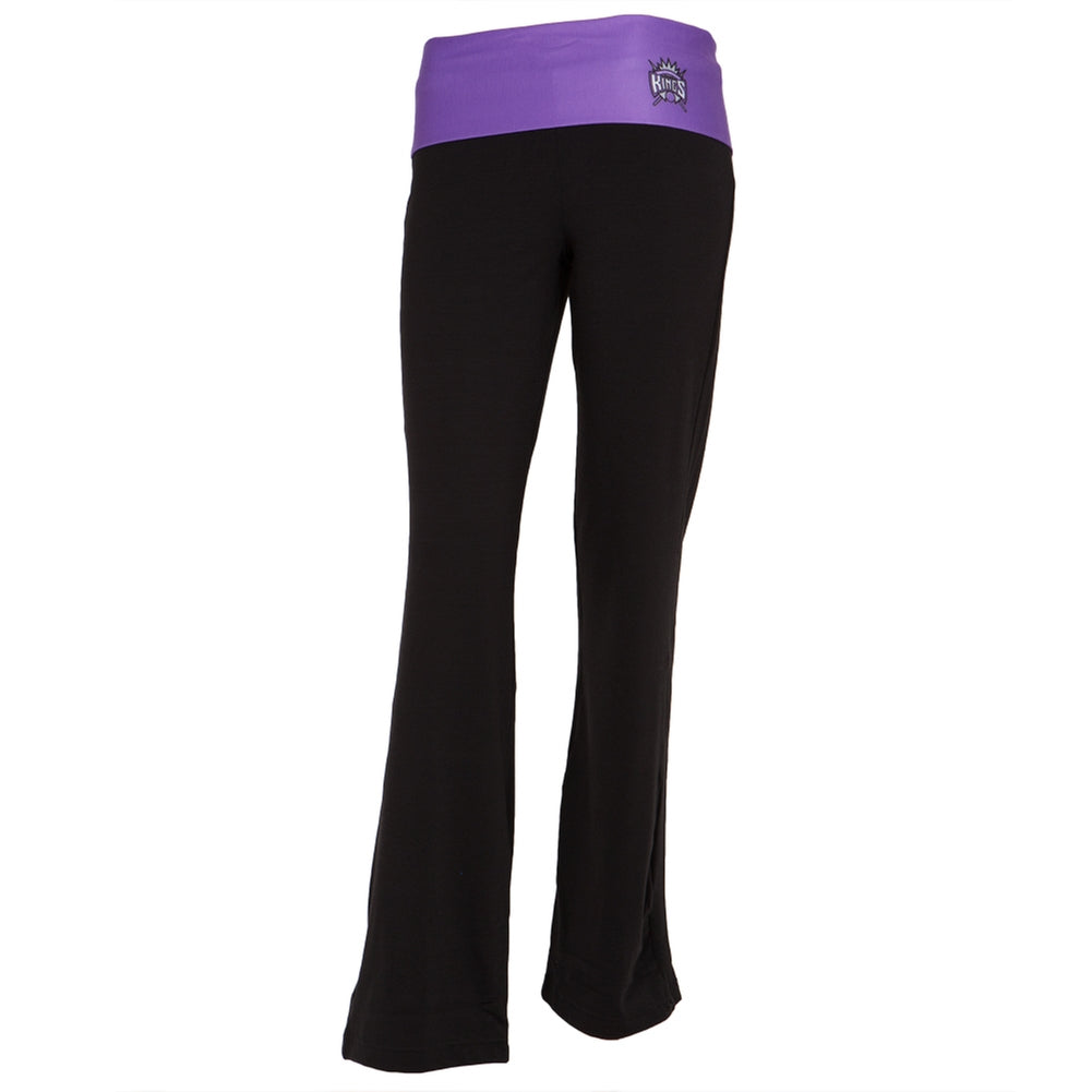 Sacramento Kings - Flip Down Waistband Logo Juniors Yoga Pants Women's Yoga Pants Sacramento Kings SM Black