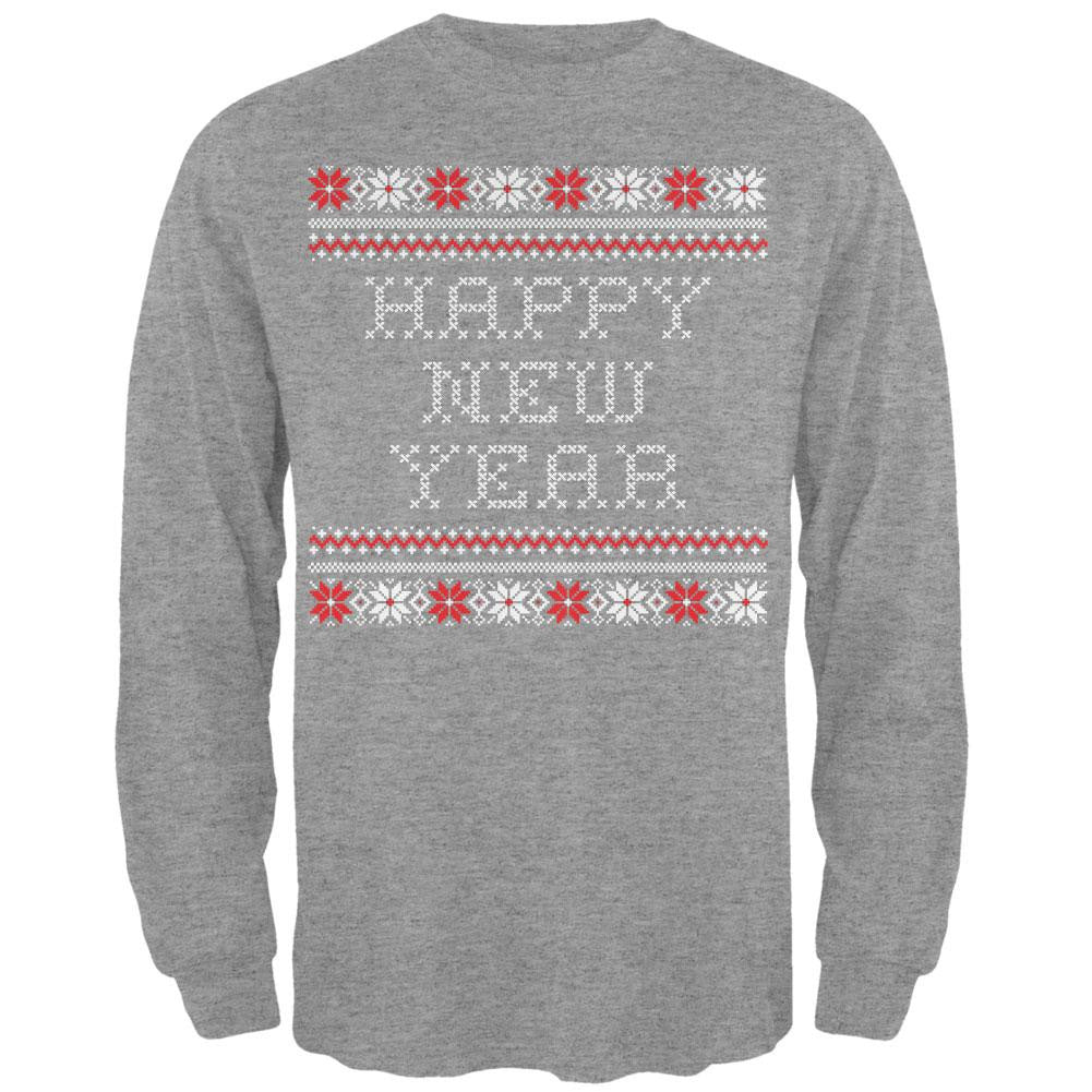 Happy New Year Ugly Christmas Sweater Adult Long Sleeve T-Shirt Men's Long Sleeves Old Glory   