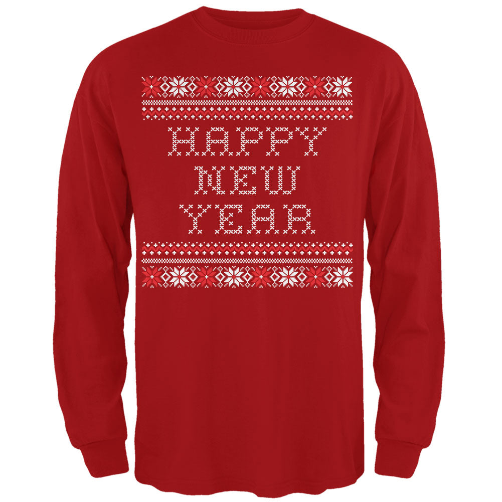 Happy New Year Ugly Christmas Sweater Adult Long Sleeve T-Shirt Men's Long Sleeves Old Glory   