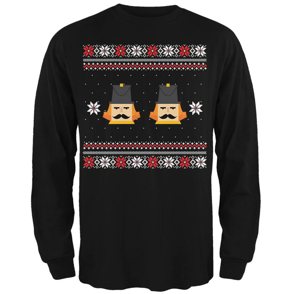 Nutcracker Full Color Ugly Christmas Sweater Black Adult Long Sleeve T-Shirt Men's Long Sleeves Old Glory   