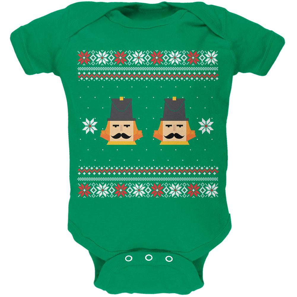 Nutcracker Full Color Ugly Christmas Sweater Green Baby One Piece Baby One Piece Old Glory   