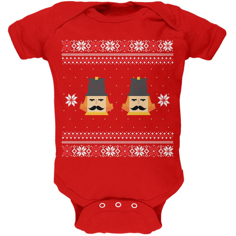 Nutcracker Full Color Ugly Christmas Sweater Green Baby One Piece Baby One Piece Old Glory   