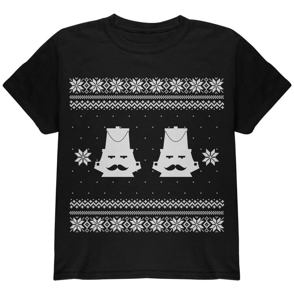 Nutcracker Ugly Christmas Sweater Black Youth T-Shirt Youth T-Shirts Old Glory   