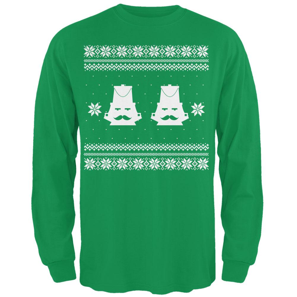 Nutcracker Ugly Christmas Sweater Green Adult Long Sleeve T-Shirt Men's Long Sleeves Old Glory 2XL Green 