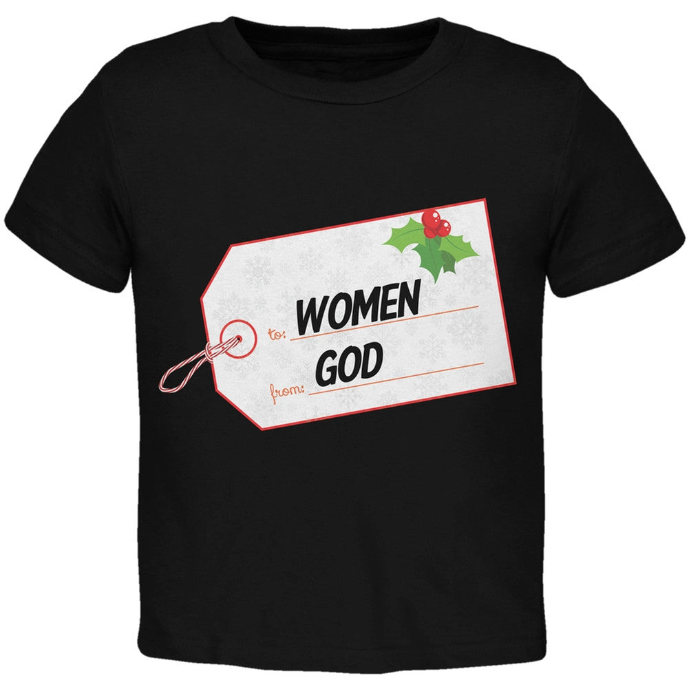 To Women From God Christmas Tag Black Toddler T-Shirt Toddler T-Shirts Old Glory   