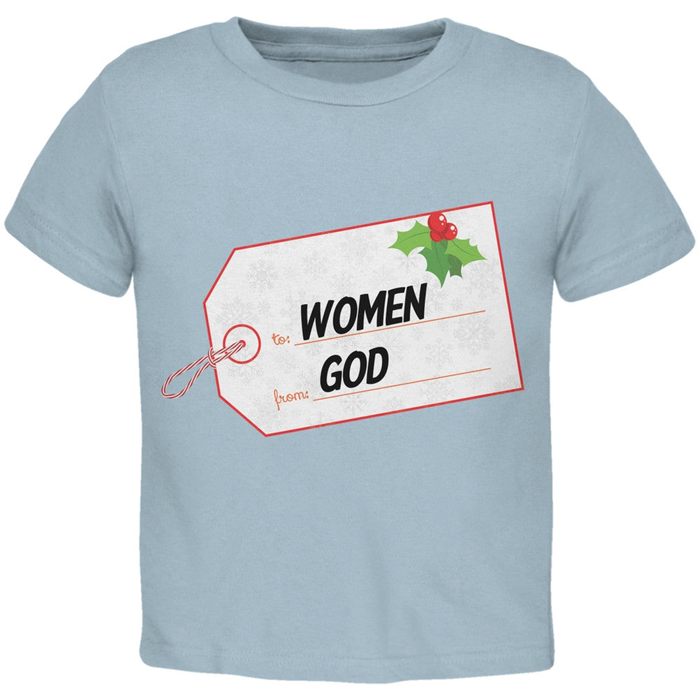 To Women From God Christmas Tag Black Toddler T-Shirt Toddler T-Shirts Old Glory   