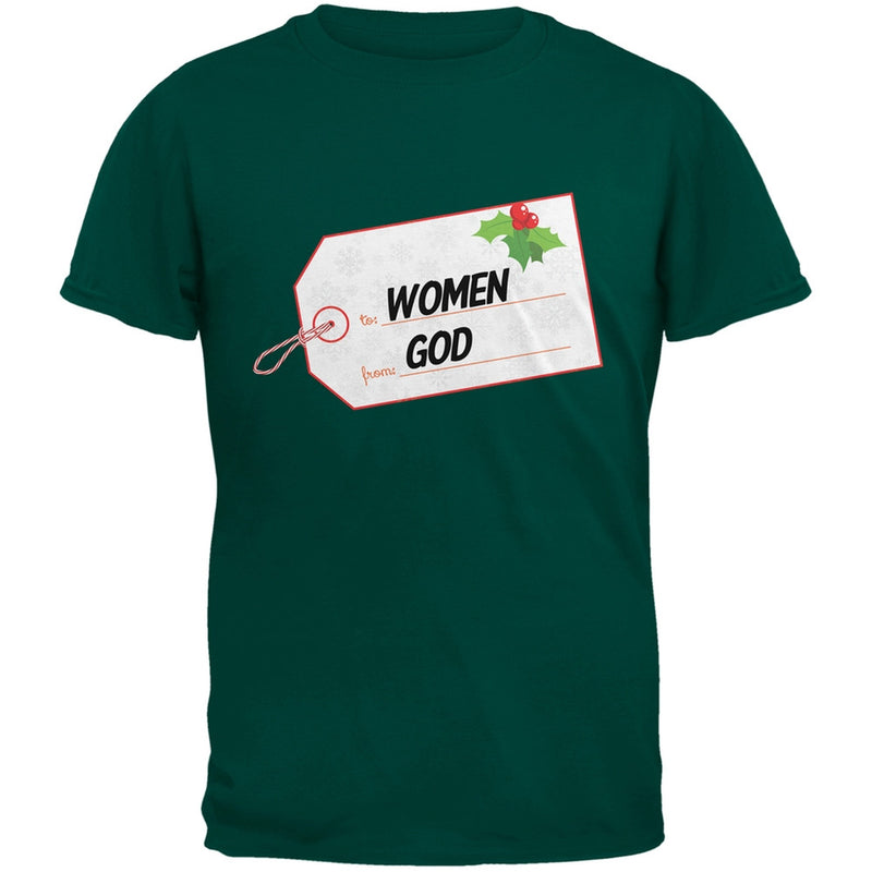 To Women From God Christmas Tag Black Adult T-Shirt Men's T-Shirts Old Glory   