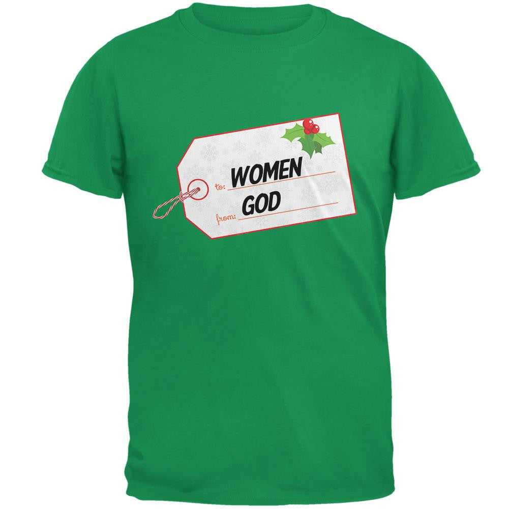 To Women From God Christmas Tag Black Adult T-Shirt Men's T-Shirts Old Glory   