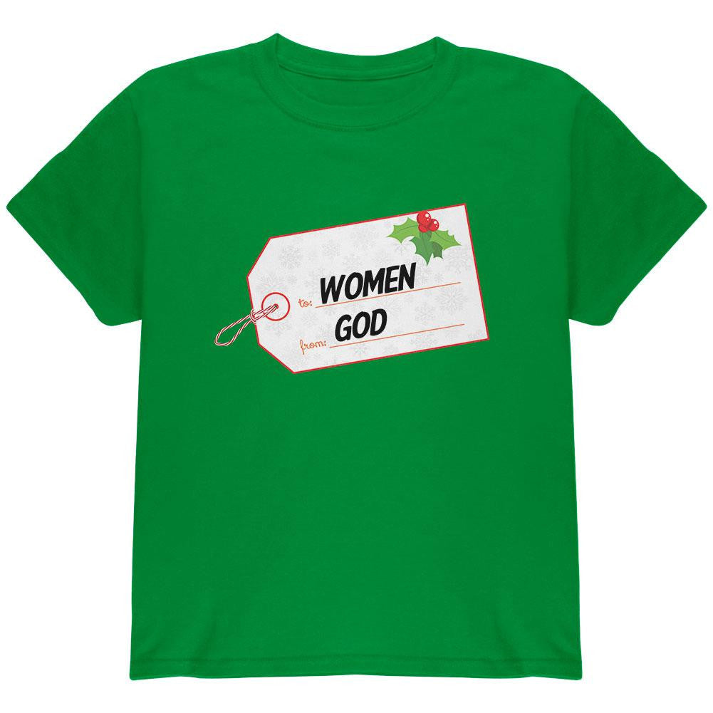 To Women From God Christmas Tag Black Youth T-Shirt Youth T-Shirts Old Glory   