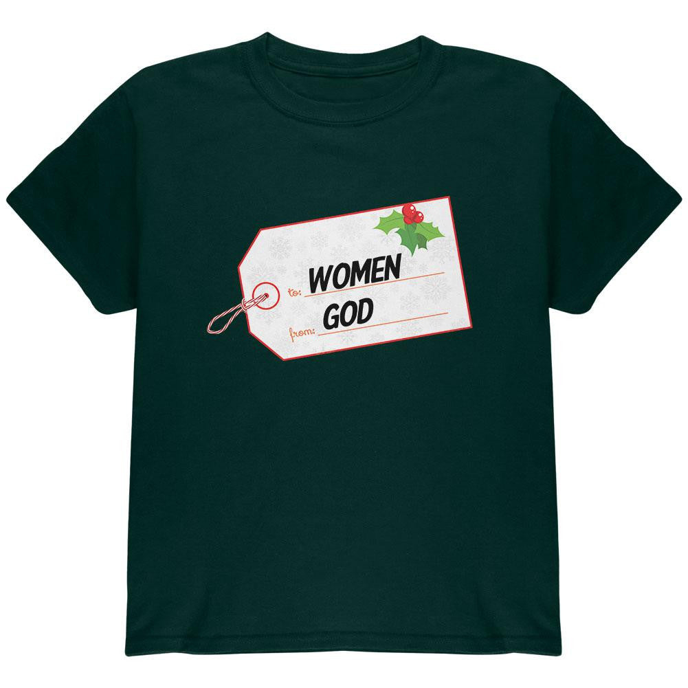 To Women From God Christmas Tag Black Youth T-Shirt Youth T-Shirts Old Glory   