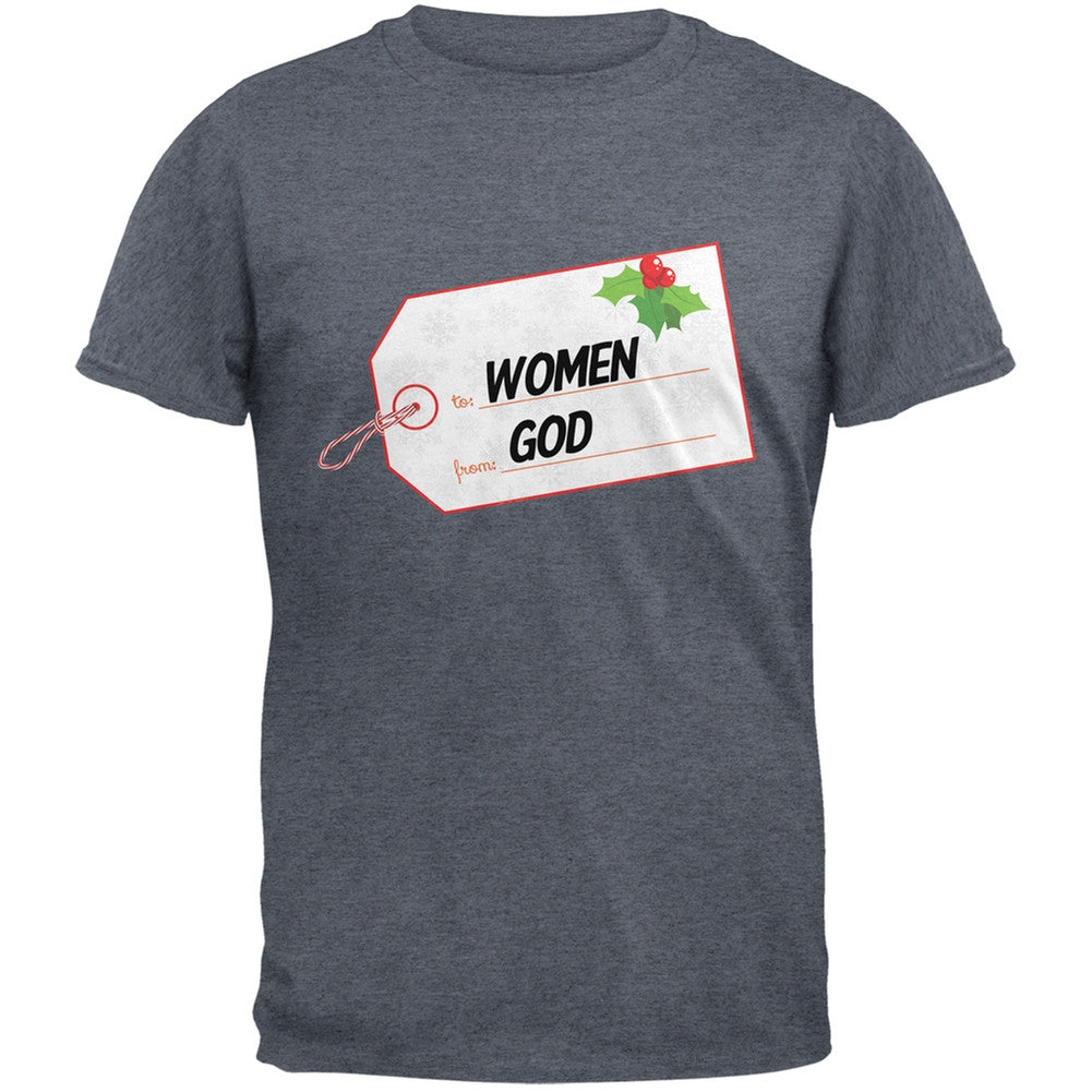 To Women From God Christmas Tag Black Adult T-Shirt Men's T-Shirts Old Glory   