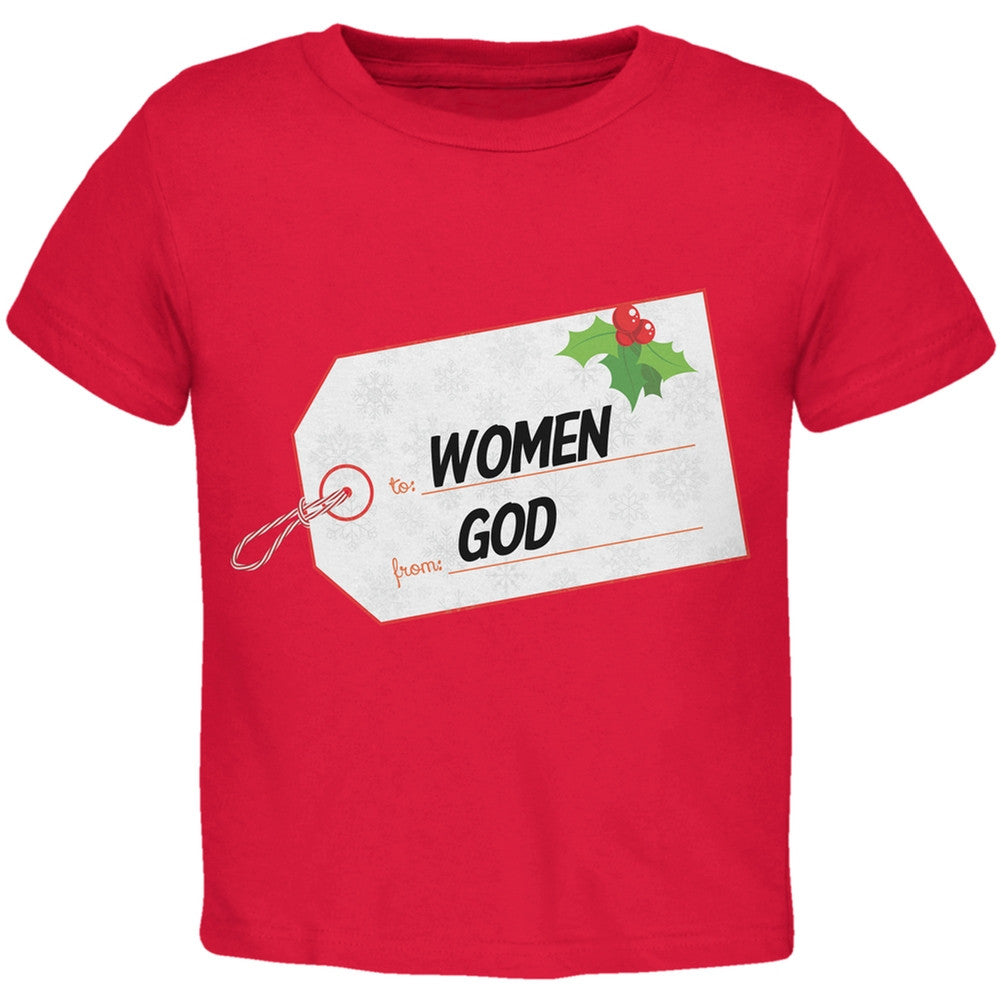 To Women From God Christmas Tag Black Toddler T-Shirt Toddler T-Shirts Old Glory   