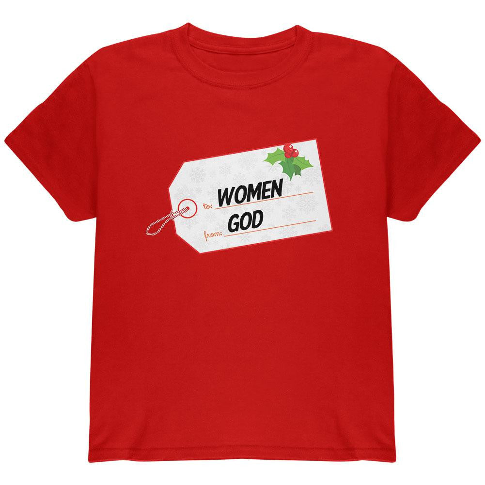 To Women From God Christmas Tag Black Youth T-Shirt Youth T-Shirts Old Glory   