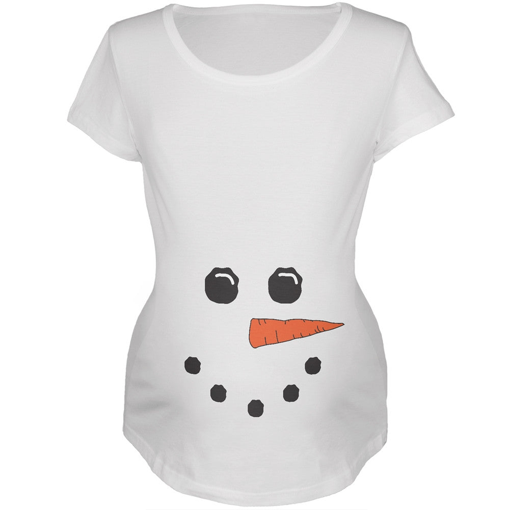 Snowman White Womens Soft Maternity T-Shirt Maternity T-Shirts Old Glory   