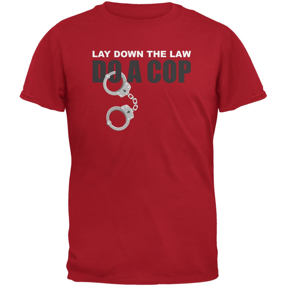 Lay Down with a Cop Red Adult T-Shirt Men's T-Shirts Old Glory 2XL Red 