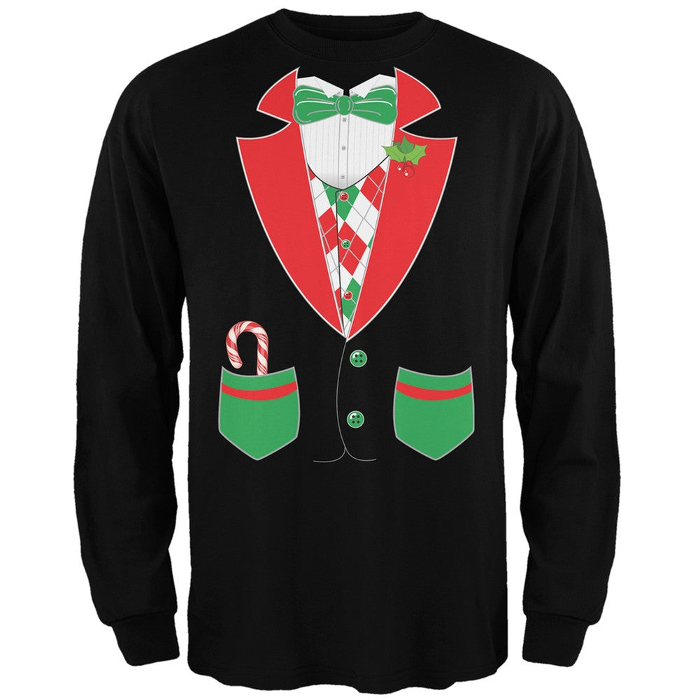 Christmas Tuxedo Costume Black Adult Long Sleeve T-Shirt Men's Long Sleeves Old Glory   