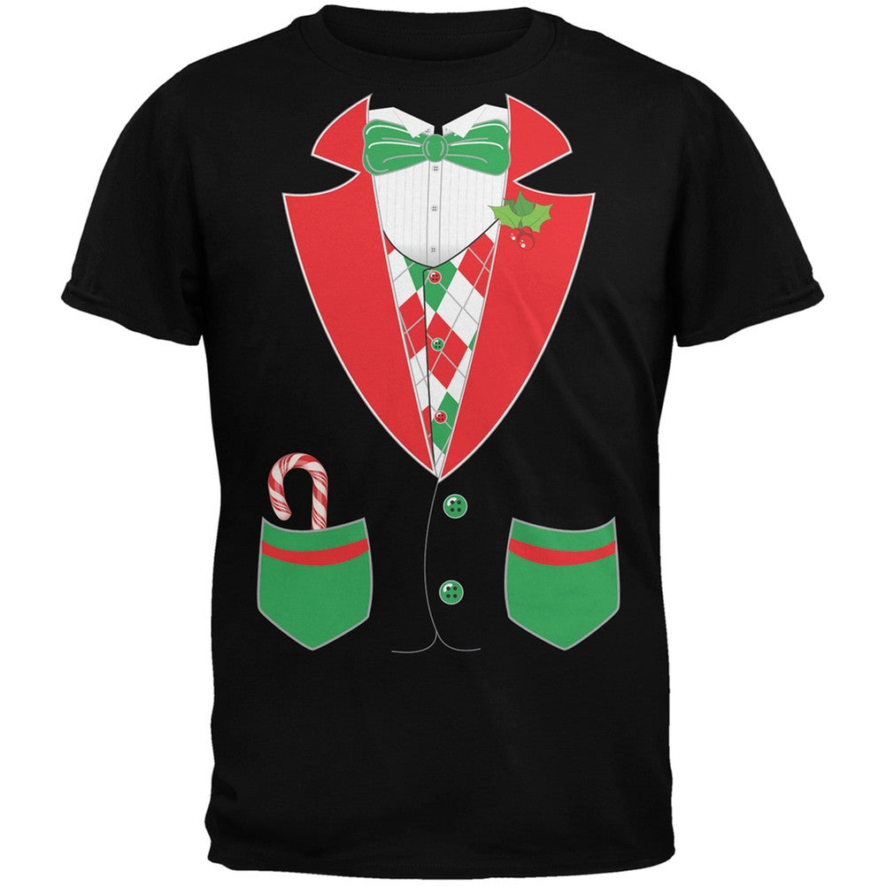 Christmas Tuxedo Costume Black Adult T-Shirt Men's T-Shirts Old Glory   