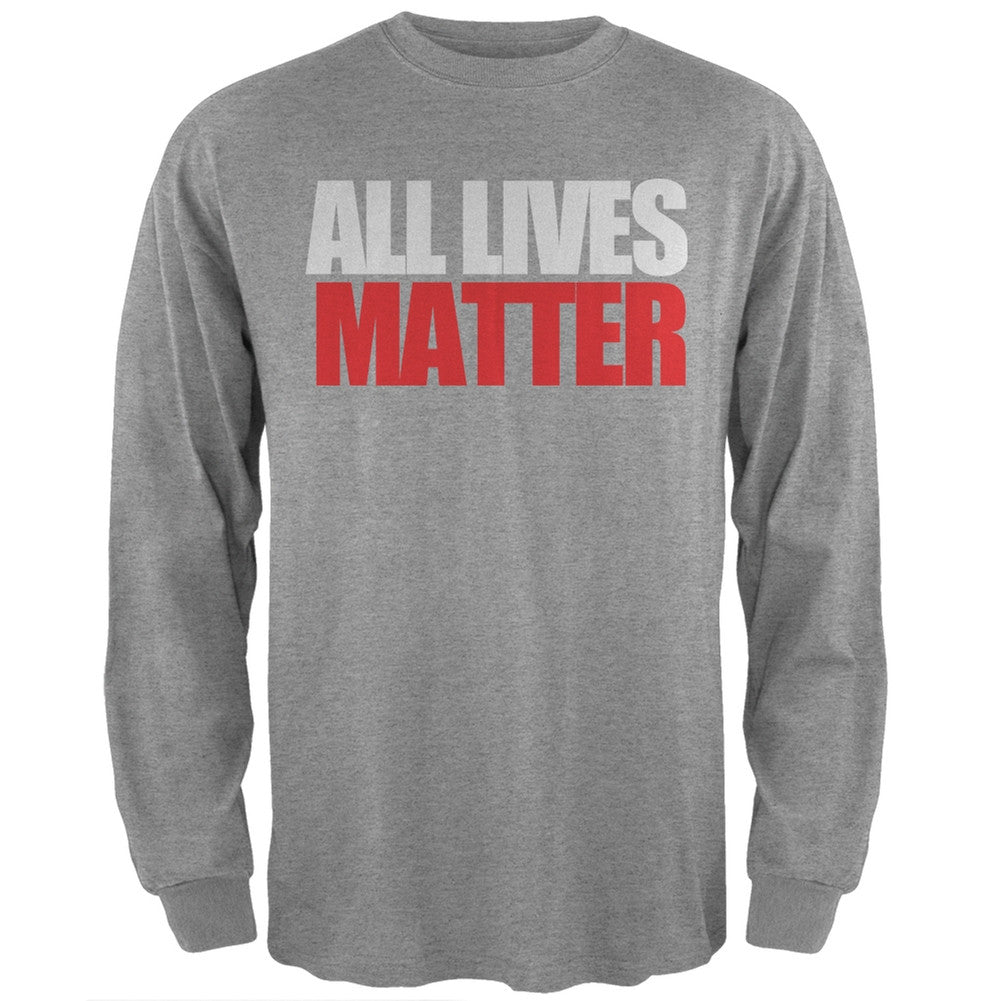 All Lives Matter Heather Grey Adult Long Sleeve T-Shirt Men's Long Sleeves Old Glory SM Grey 