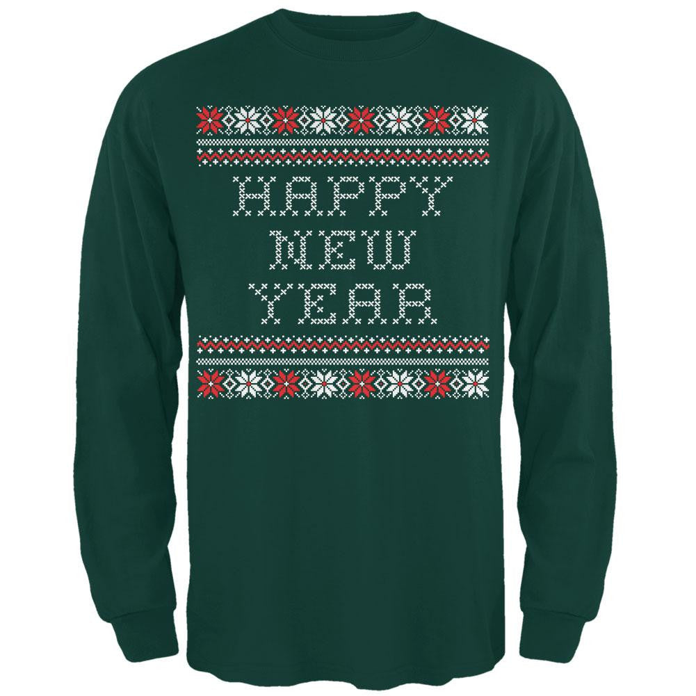 Happy New Year Ugly Christmas Sweater Adult Long Sleeve T-Shirt Men's Long Sleeves Old Glory   