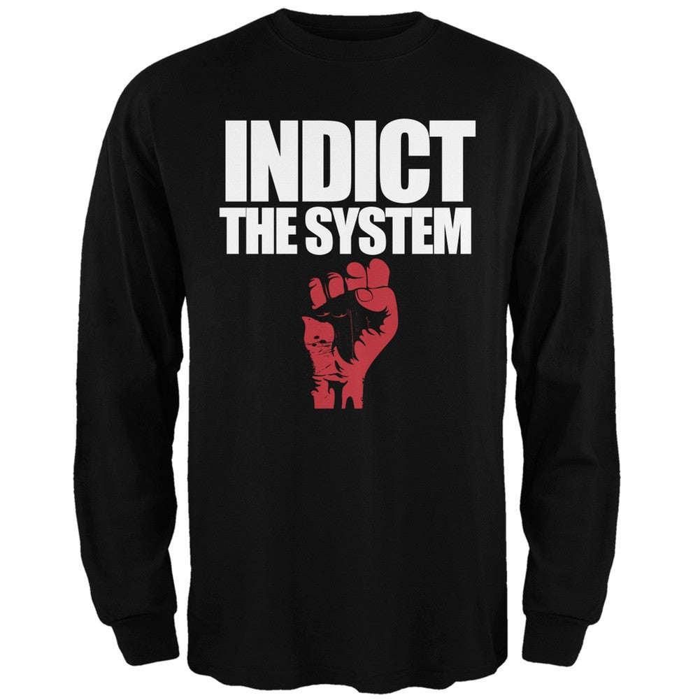 Indict the System Black Adult Long Sleeve T-Shirt Men's Long Sleeves Old Glory   