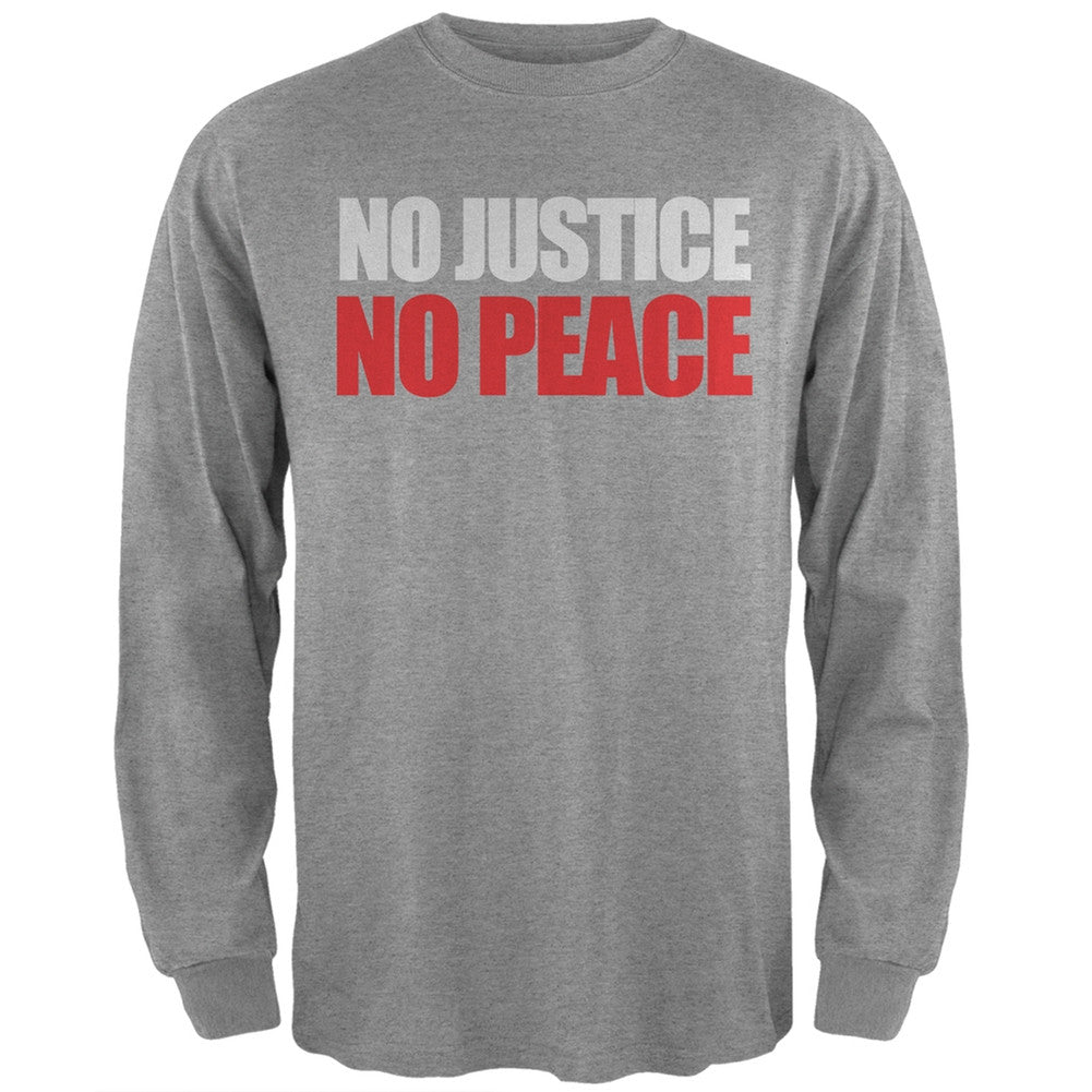 No Justice No Peace Heather Grey Adult Long Sleeve T-Shirt Men's Long Sleeves Old Glory   