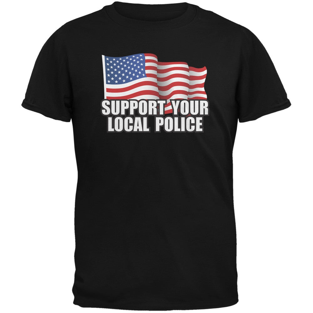 Support Your Local Police Flag Black Adult T-Shirt Men's T-Shirts Old Glory   