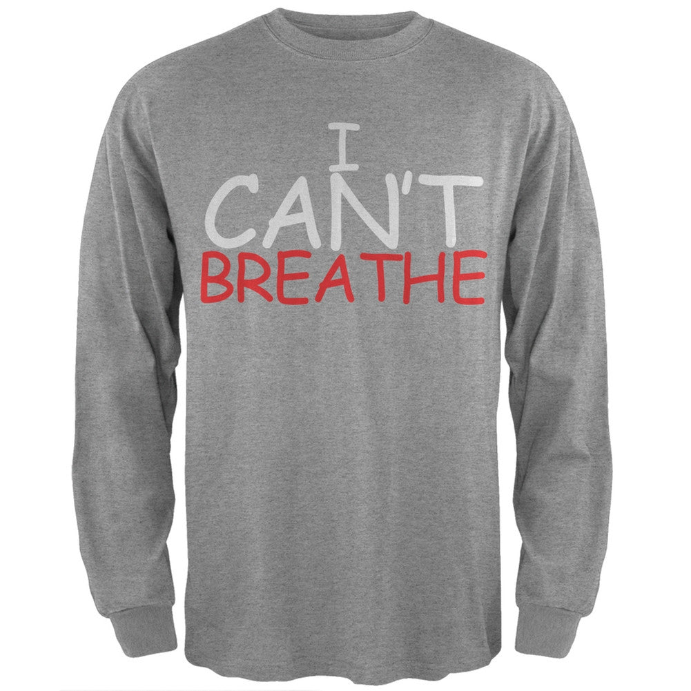 I Can't Breathe Comic Black Adult Long Sleeve T-Shirt Men's Long Sleeves Old Glory SM Grey 