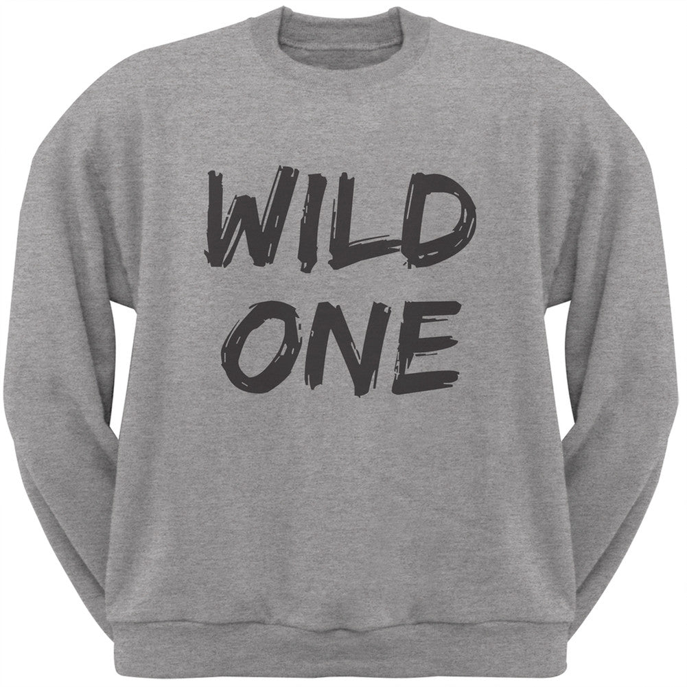 Wild One Heather Grey Adult Crew Neck Sweatshirt Men's Sweatshirts Old Glory   