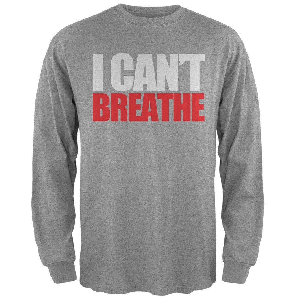 I Can't Breathe Black Adult Long Sleeve T-Shirt Men's Long Sleeves Old Glory SM Grey 