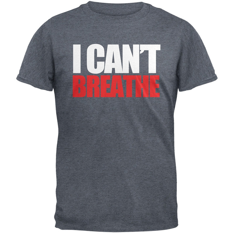 I Can't Breathe Military Green Adult T-Shirt Men's T-Shirts Old Glory SM Grey 