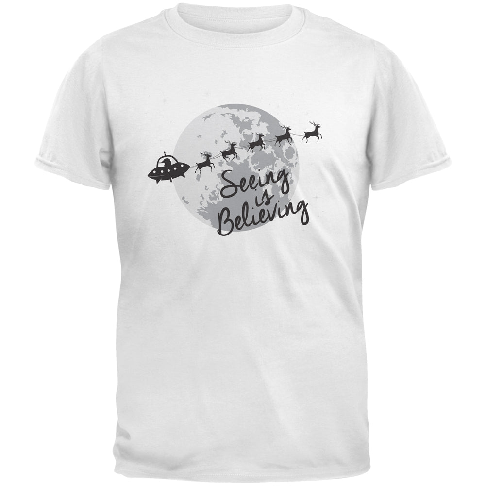 Seeing Is Believing Alien Santa White Adult T-Shirt Men's T-Shirts Old Glory 2XL White 