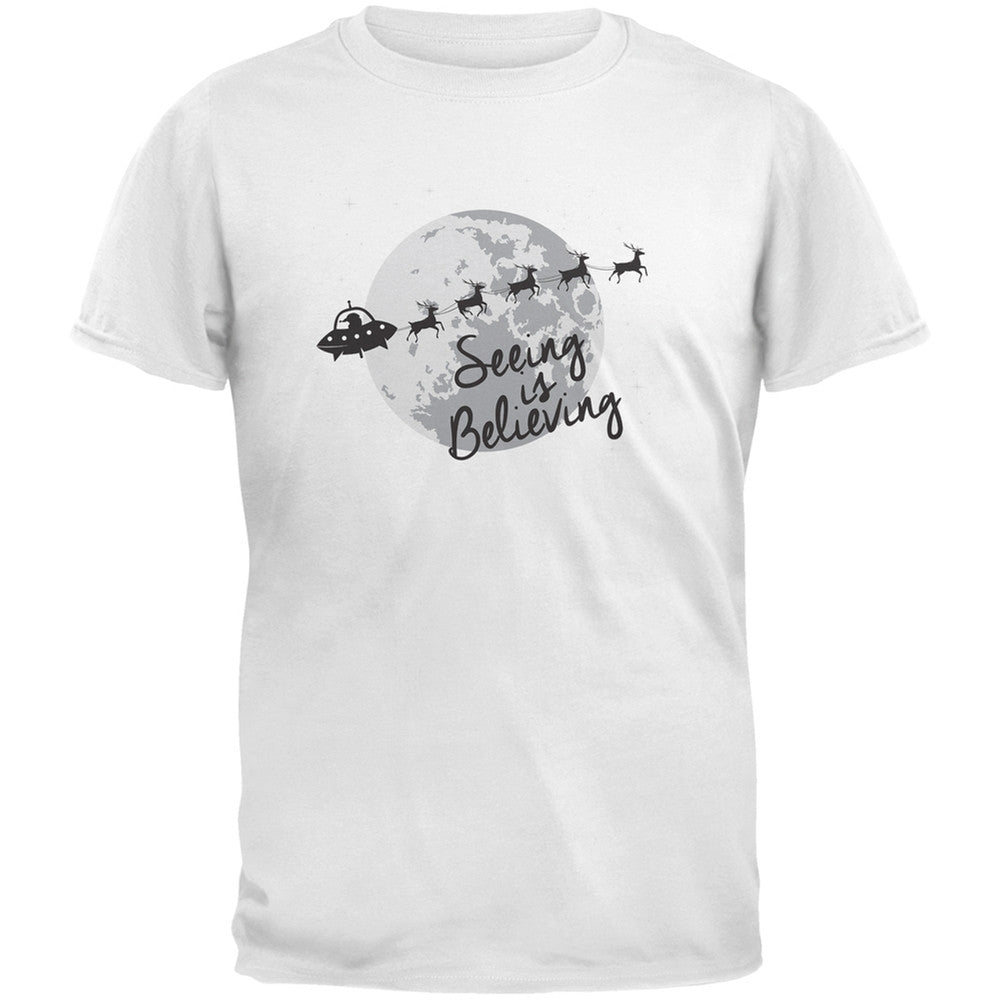 Seeing Is Believing Alien Santa Blue Youth T-Shirt Youth T-Shirts Old Glory   