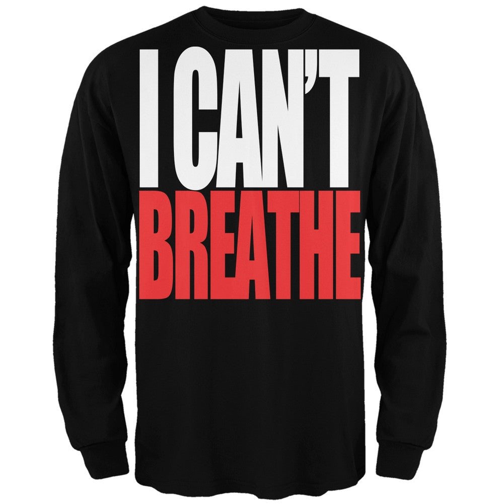 I Can't Breathe Bold Black Adult Long Sleeve T-Shirt Men's Long Sleeves Old Glory SM Black 