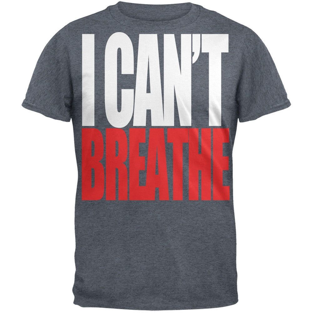 I Can't Breathe Bold Military Green Adult T-Shirt Men's T-Shirts Old Glory SM Grey 