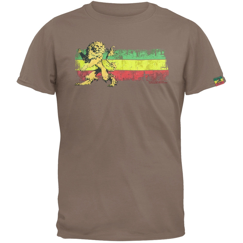 Rastafari - Lion Rasta Stripe Adult T-Shirt Men's T-Shirts Old Glory   