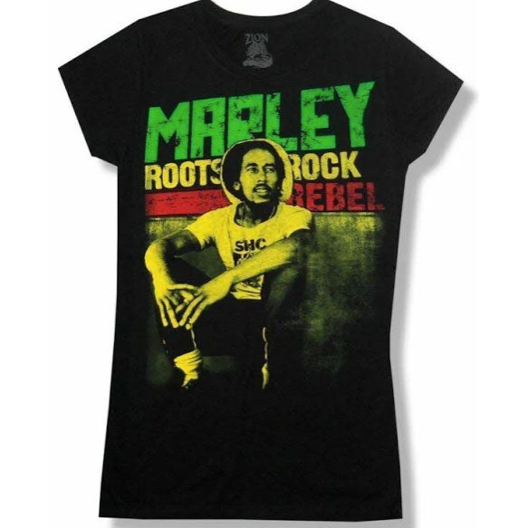 Bob Marley - Roots Rock Rebel Juniors T-Shirt Juniors T-Shirts Bob Marley   