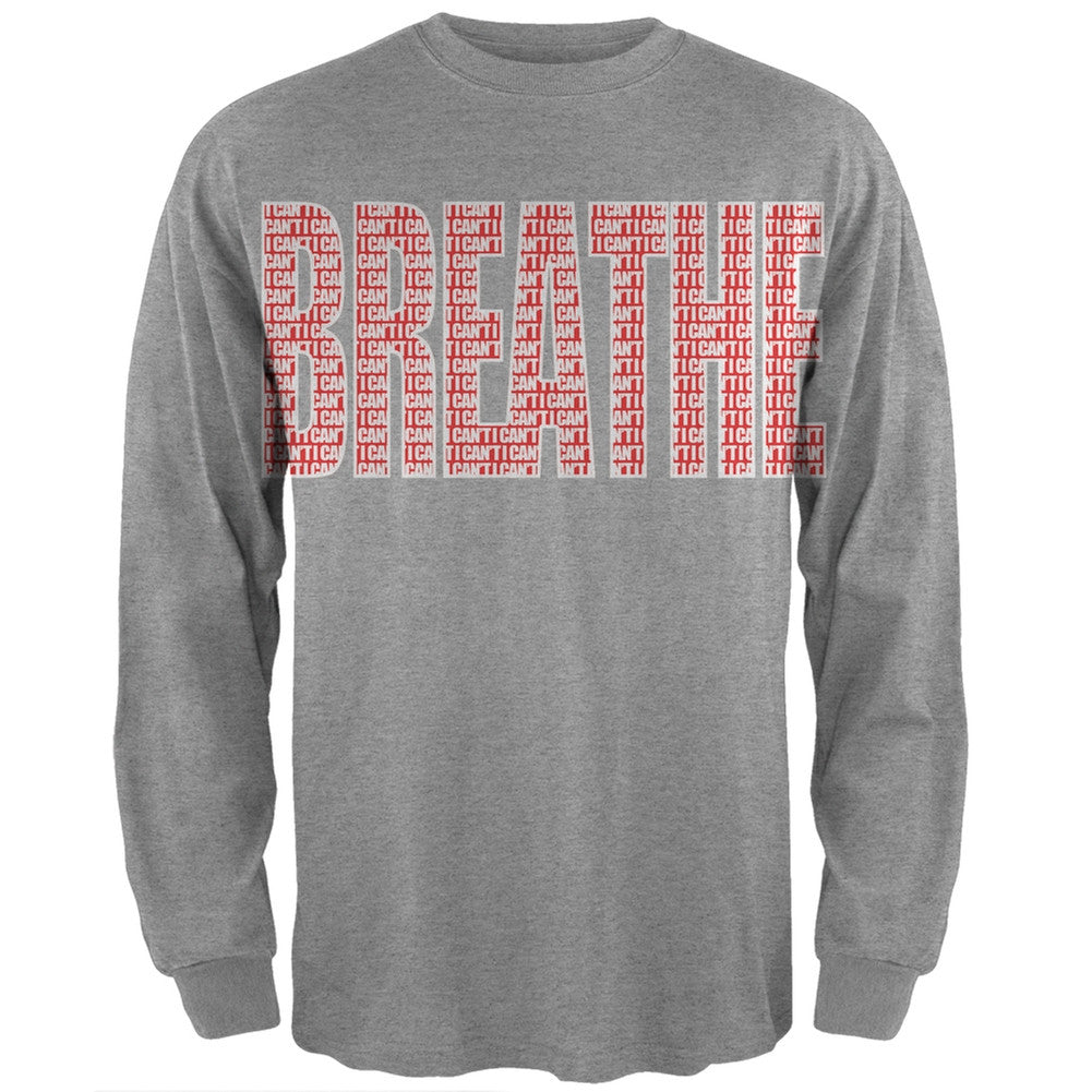 I Can't Breathe Imprint Black Adult Long Sleeve T-Shirt Men's Long Sleeves Old Glory SM Grey 