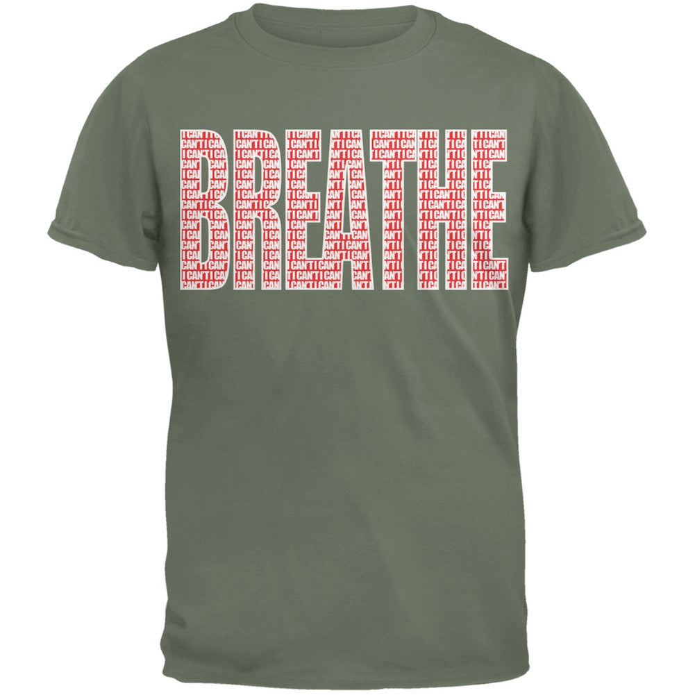 I Can't Breathe Imprint Military Green Adult T-Shirt Men's T-Shirts Old Glory SM Green 