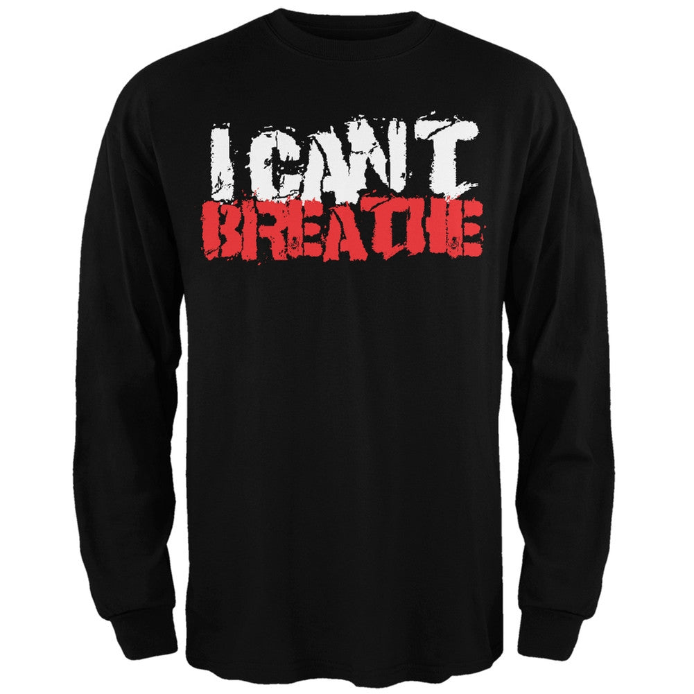 I Can't Breathe Grunge Black Adult Long Sleeve T-Shirt Men's Long Sleeves Old Glory SM Black 