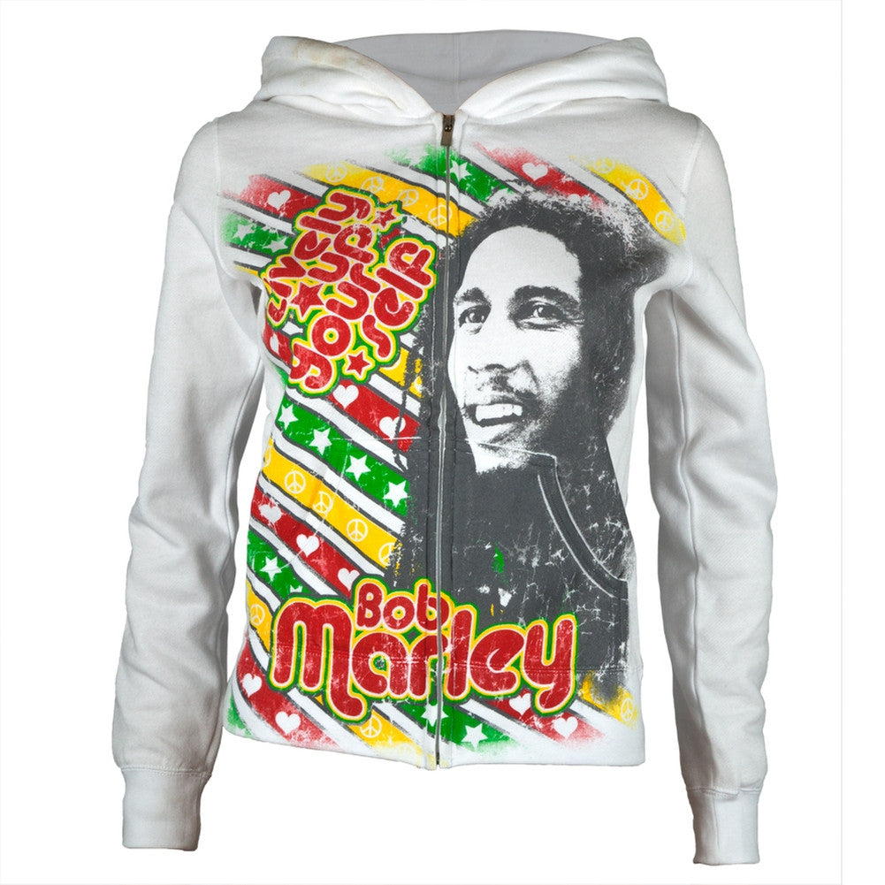 Bob Marley - Lively Up Yourself Juniors Zip-Up Hoodie Juniors Hoodies Bob Marley XS White