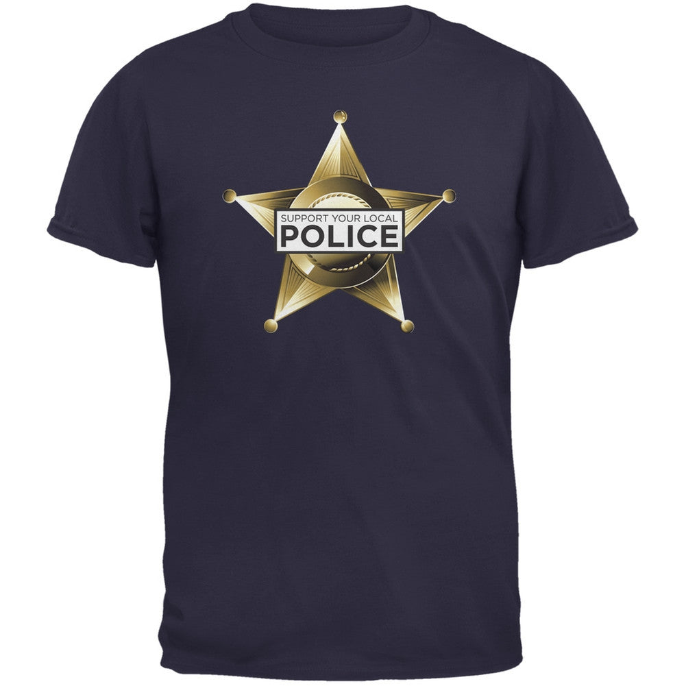 Support Your Local Police Star Badge Black Adult T-Shirt Men's T-Shirts Old Glory   