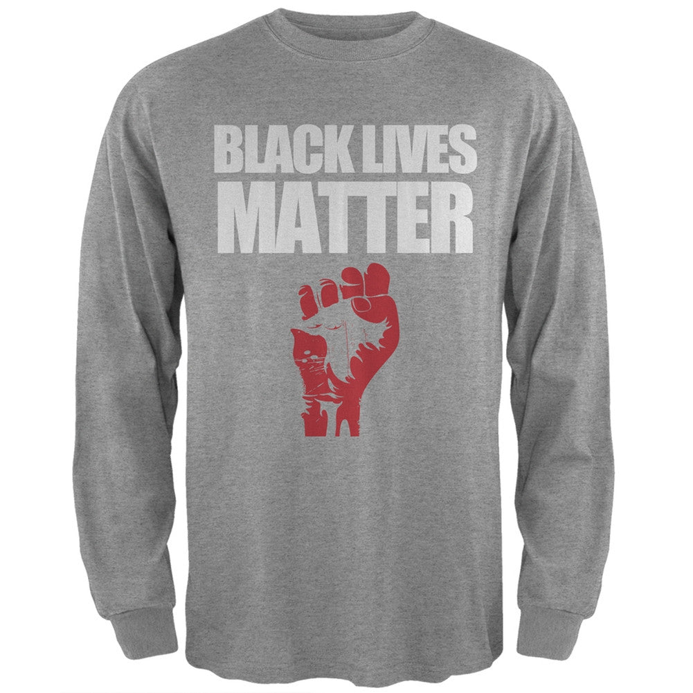 Black Lives Matter Black Adult Long Sleeve T-Shirt Men's Long Sleeves Old Glory SM Grey 