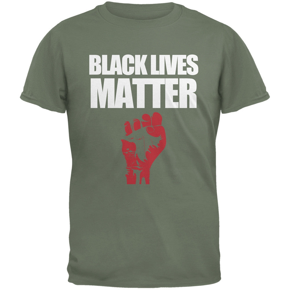 Black Lives Matter Military Green Adult T-Shirt Men's T-Shirts Old Glory SM Olive 