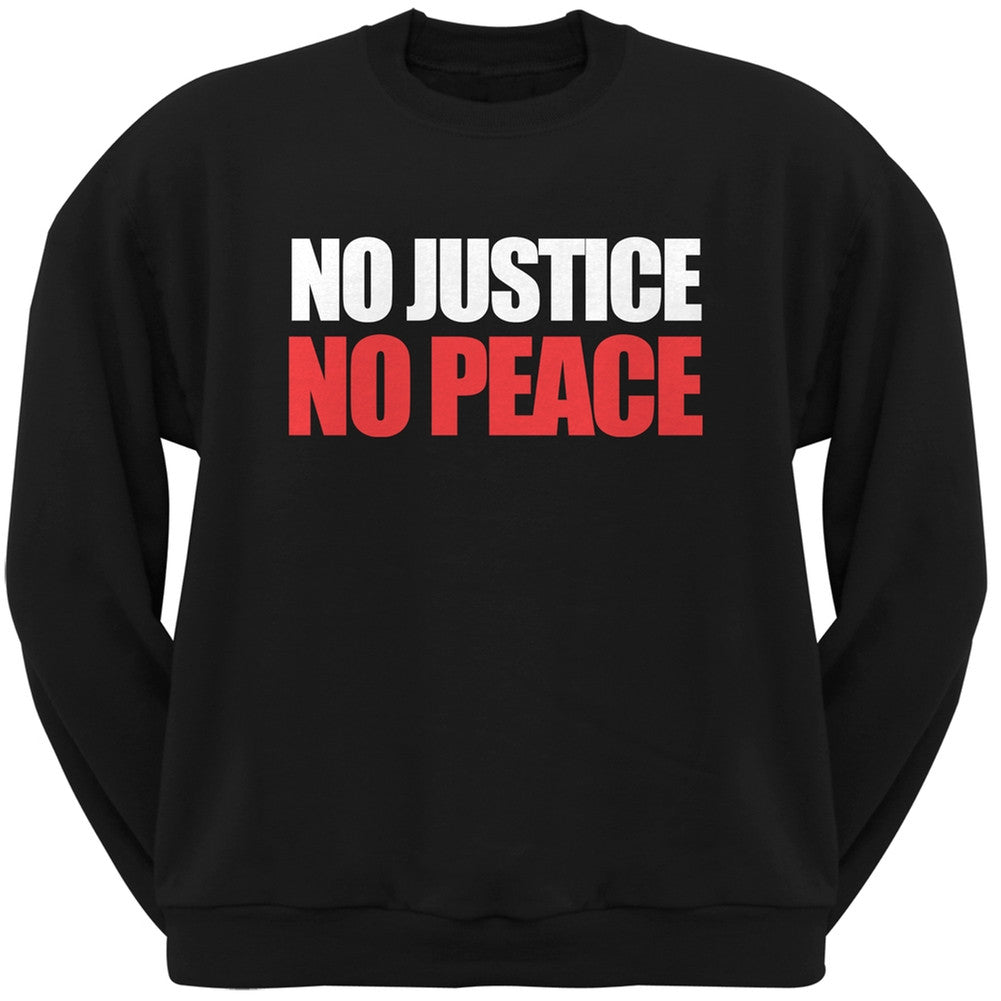 No Justice No Peace Heather Grey Adult Crew Neck Sweatshirt Men's Sweatshirts Old Glory   