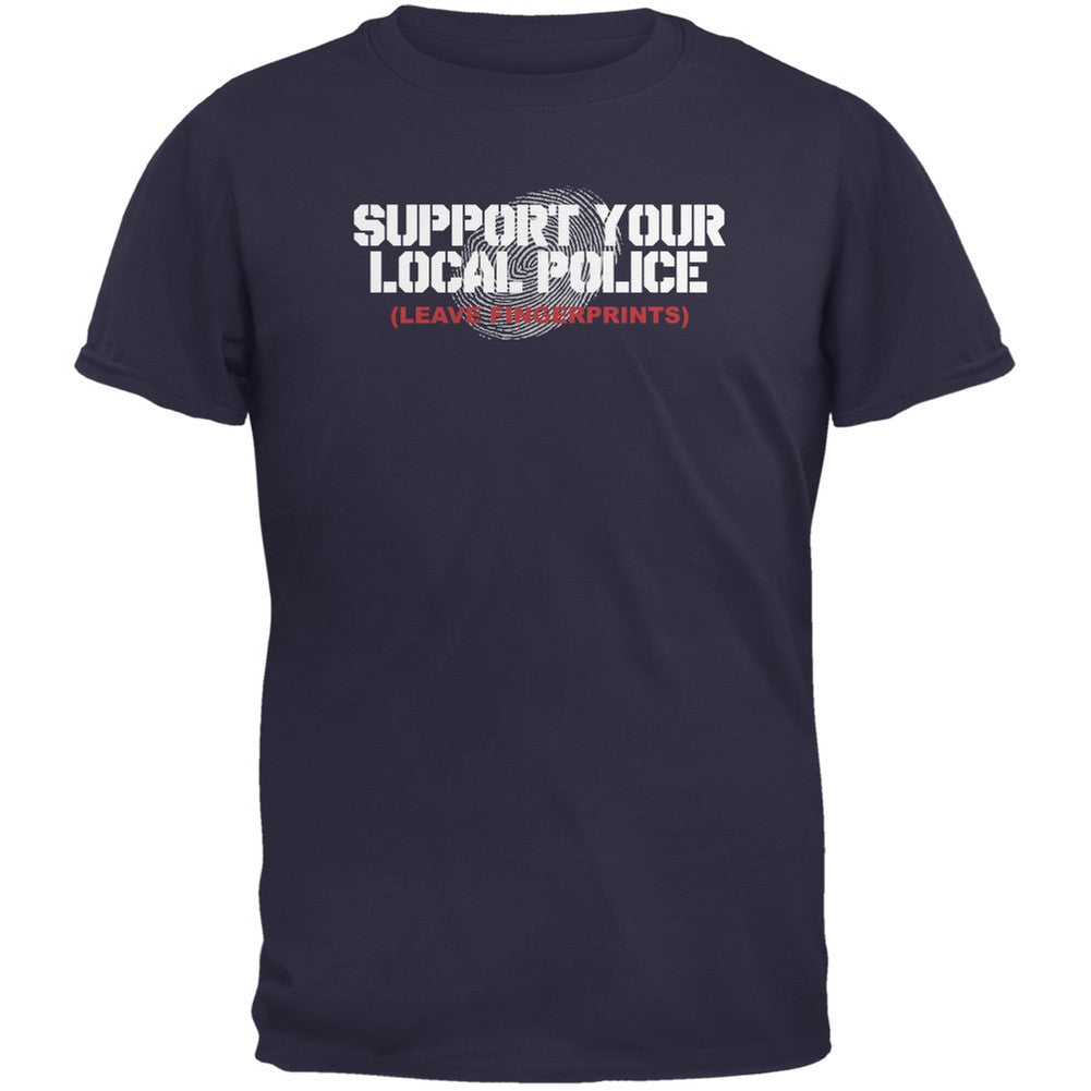 Support Your Local Police Leave Fingerprints Black Adult T-Shirt Men's T-Shirts Old Glory   