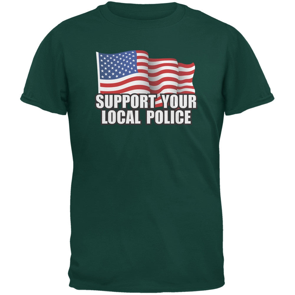 Support Your Local Police Flag Red Adult T-Shirt Men's T-Shirts Old Glory   